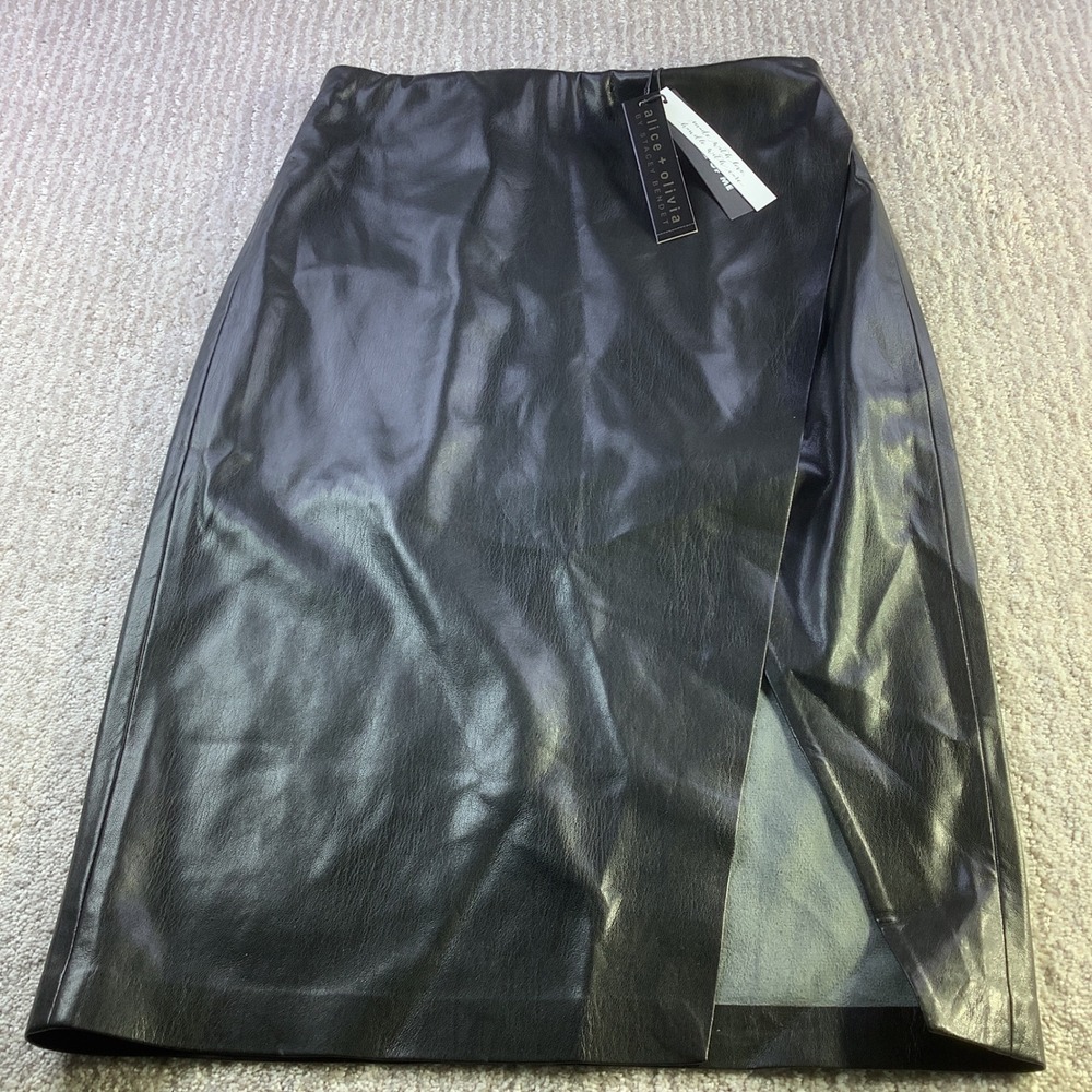 Faux Leather Black Midi Skirt - Brand Unknown